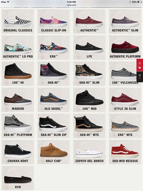 all vans shoes models.